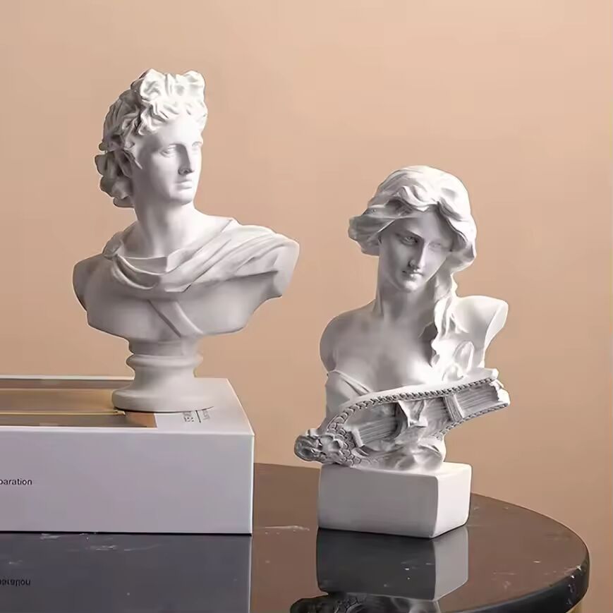 Greek Roman Mythology Inspired Apollo God Resin Bust Sculpture Ornament for Home Decor