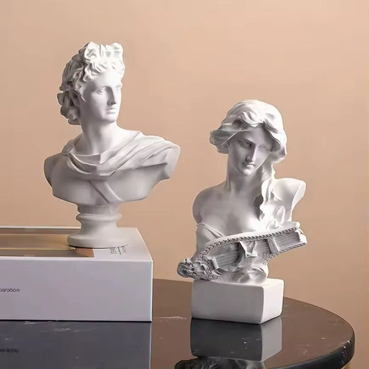 Greek Roman Mythology Inspired Apollo God Resin Bust Sculpture Ornament for Home Decor