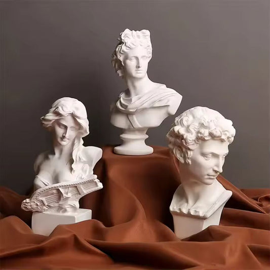 Greek Roman Mythology Inspired Apollo God Resin Bust Sculpture Ornament for Home Decor